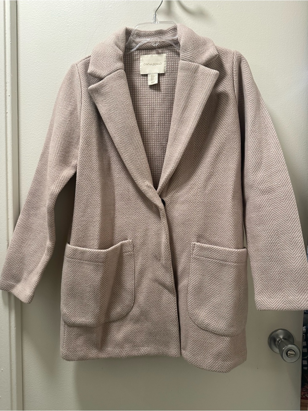Cynthia Rowley Beige Herringbone Pea Coat